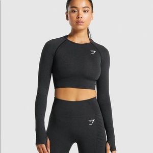 Gymshark Vital Long Sleeve Crop Top - Black Marl